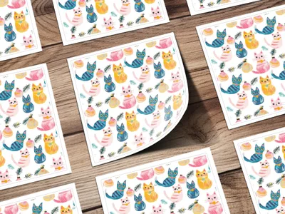 Quirky Seamless Cat Pattern Seamless Design Christmas Cats Digital - Moore and Mountain