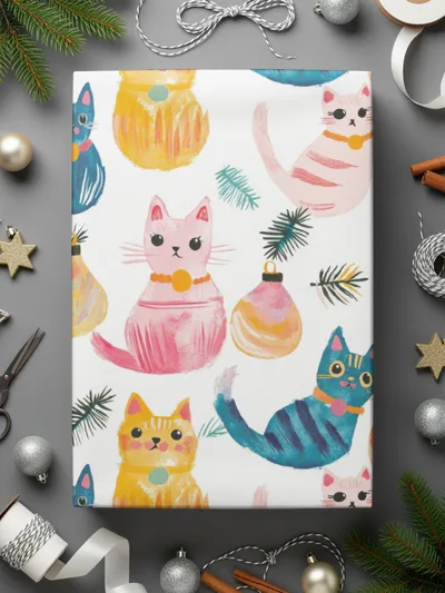 Quirky Seamless Cat Pattern Seamless Design Christmas Cats Digital - Moore and Mountain