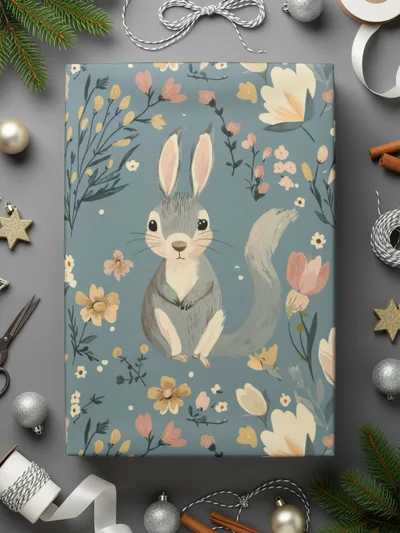 Rabbit Floral Digital Paper, Easter Pattern, Seamless Fabric Design, Bunny Background, Scrapbooking Paper, Floral JPEG Files - Moore and Mountain