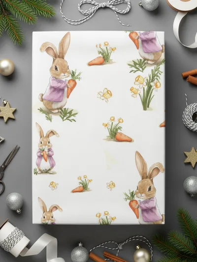 Rabbit Seamless Pattern, Digital Paper, Bunny Floral Design, 12x12 JPEG, Easter Fabric Design, Spring Pattern Digital Download - Moore and Mountain