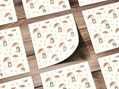 Rabbits with Umbrellas Adorable Bunnies with Umbrellas Seamless Pattern Design - Moore and Mountain