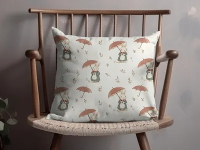 Rabbits with Umbrellas Adorable Bunnies with Umbrellas Seamless Pattern Design - Moore and Mountain