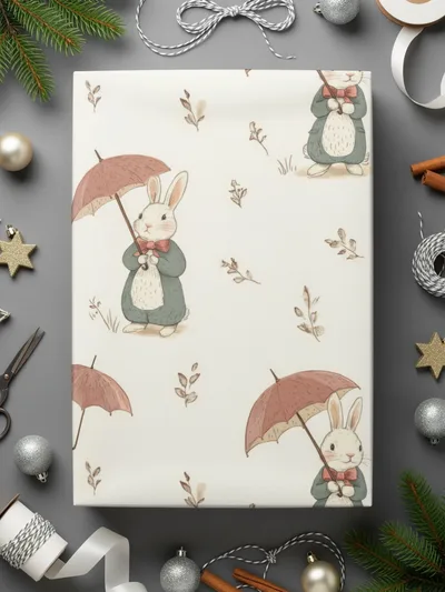 Rabbits with Umbrellas Adorable Bunnies with Umbrellas Seamless Pattern Design - Moore and Mountain