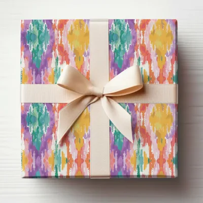 Vibrant Multicolor Gift Box with Cream Ribbon Decor