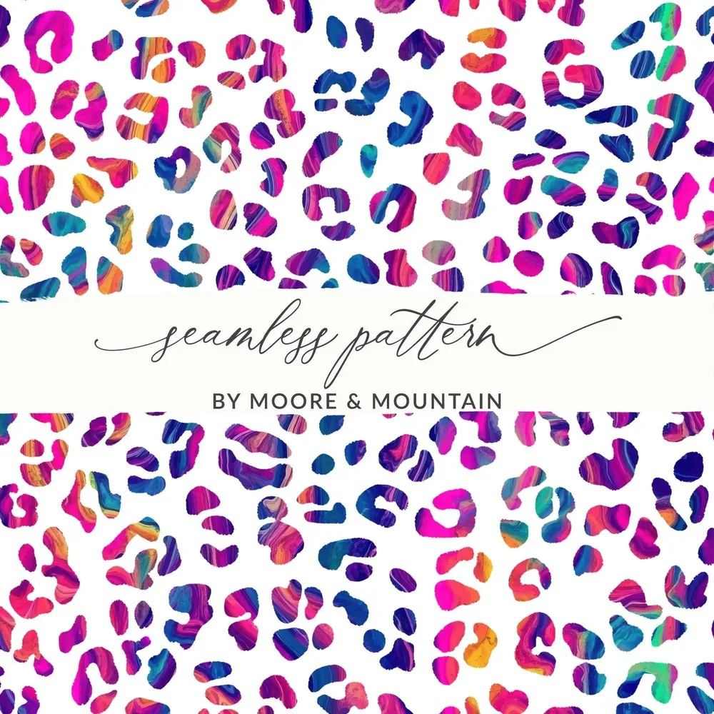 Rainbow Leopard Print Digital Paper, Seamless Animal Print Pattern, Bright Colorful Background, Digital Fabric Design Download - Moore and Mountain