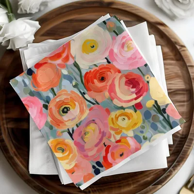 Ranunculus Digital Paper, Ditsy Floral Seamless Pattern, Spring Flowers, 12x12 JPEG Files, Scrapbook Paper, Printable, for Fabric and More - Moore and Mountain