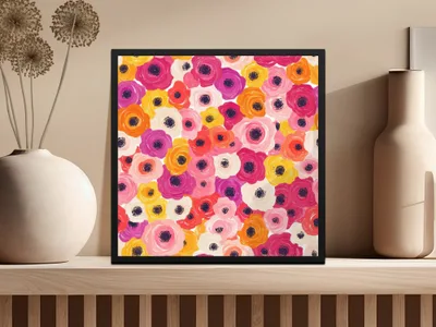 Vibrant Floral Pattern Art Print Brightens Any Room Decor