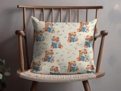 Reading Bear Digital Pattern, Seamless Teddy Bear Print, Cute Animal Illustration, Background for Kids, Scrapbooking Paper, Fabric Design - Moore and Mountain