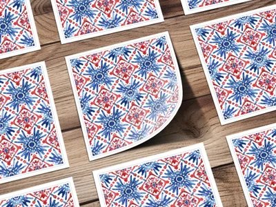 Red and Blue Floral Seamless Digital Pattern, Watercolor Tile Design, Fabric Print, Scrapbook Paper, Digital Download, Commercial Use - Moore and Mountain
