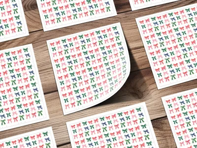 Red and Green and Pink Christmas Bows Holiday Bows a Festive Watercolor Pattern Digital - Moore and Mountain