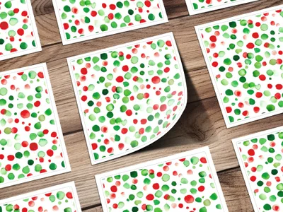 Red and Green Christmas Watercolor Dotted Seamless Pattern Digital - Moore and Mountain