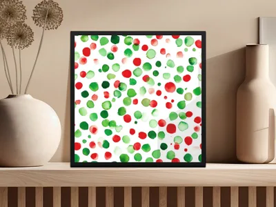 Red and Green Christmas Watercolor Dotted Seamless Pattern Digital - Moore and Mountain