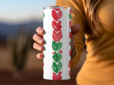 Red and Green Christmas Watercolor Seamless Pattern Digital - Moore and Mountain