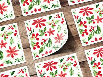 Red and Green Christmas Watercolor Seamless Pattern Digital - Moore and Mountain