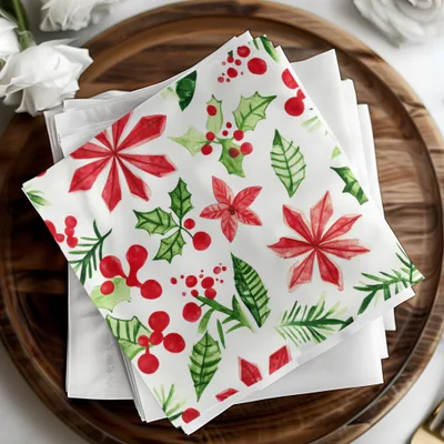Red and Green Christmas Watercolor Seamless Pattern Digital - Moore and Mountain