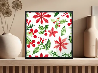 Red and Green Christmas Watercolor Seamless Pattern Digital - Moore and Mountain