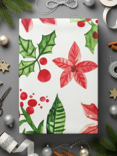 Red and Green Christmas Watercolor Seamless Pattern Digital - Moore and Mountain