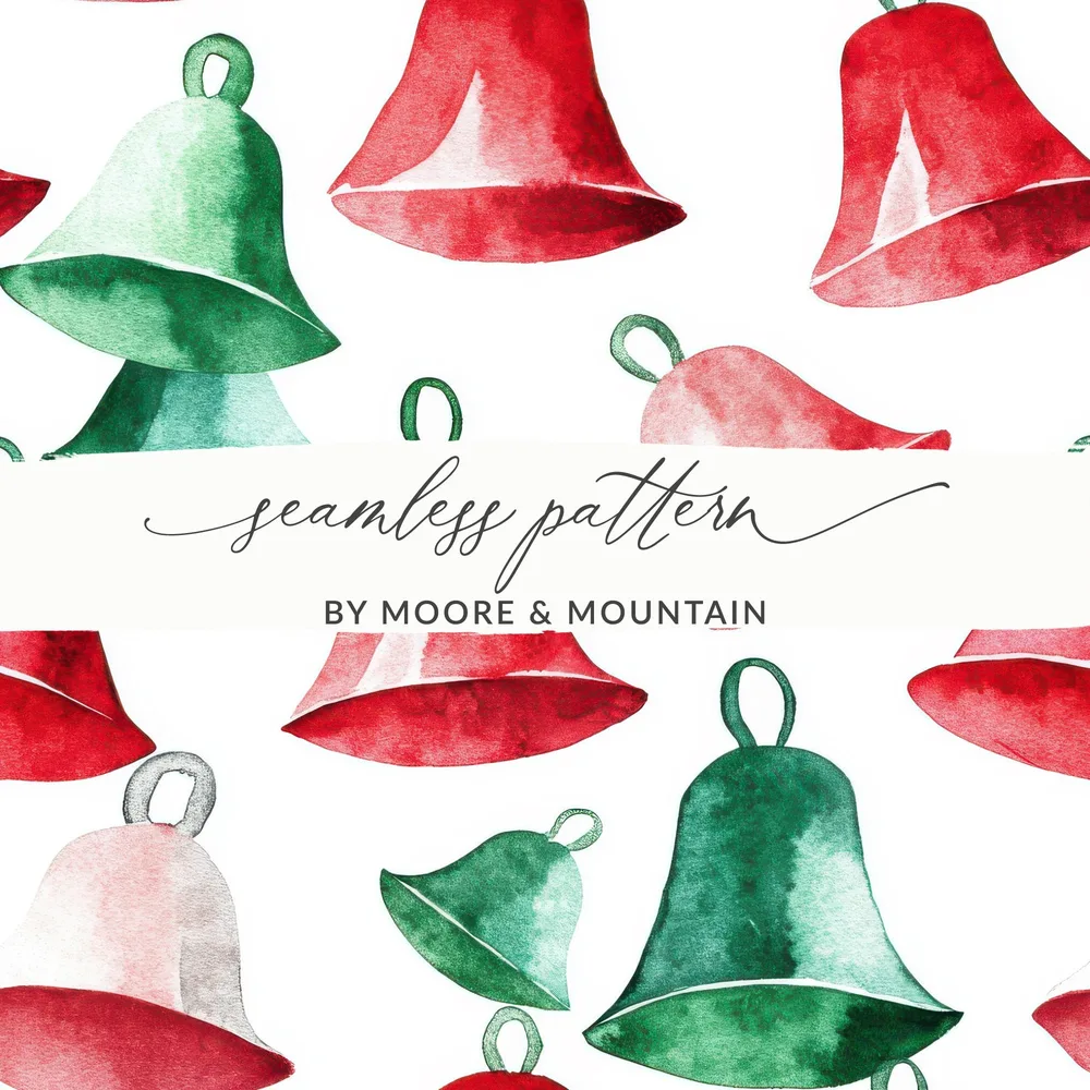 Red and Green Christmas Watercolor Seamless Pattern Print - Moore and Mountain