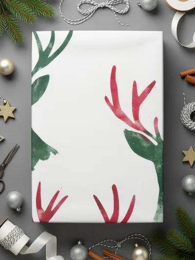 Red and Green Deer Heads Seamless Pattern Christmas Watercolor - Moore and Mountain