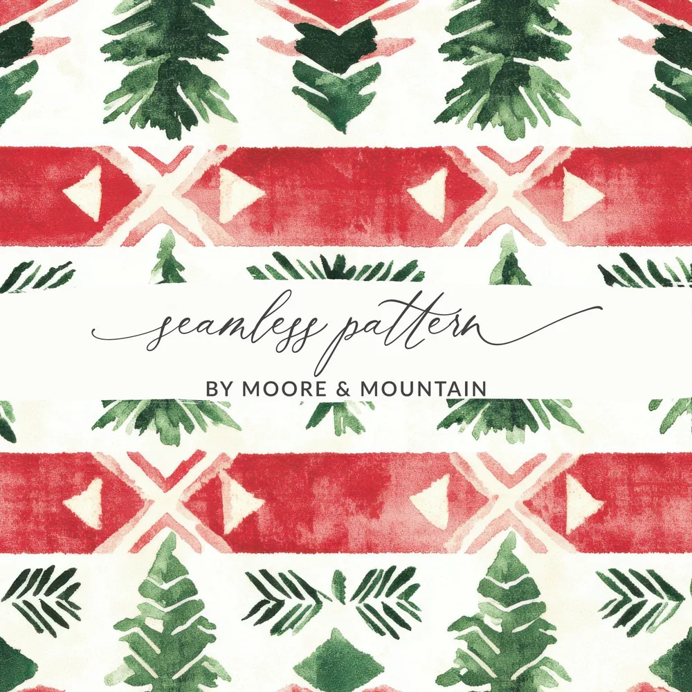 Red and Green Nordic Seamless Background - Moore and Mountain