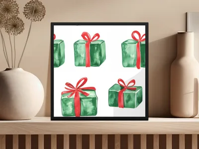 Red and Green Presents Seamless Pattern Christmas Watercolor - Moore and Mountain
