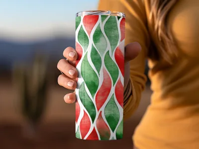 Red and Green Seamless Abstract Pattern Christmas Watercolor Digital - Moore and Mountain