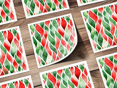 Red and Green Seamless Abstract Pattern Christmas Watercolor Digital - Moore and Mountain