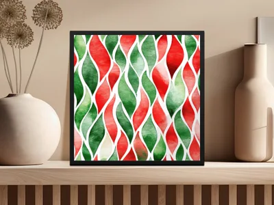Red and Green Seamless Abstract Pattern Christmas Watercolor Digital - Moore and Mountain
