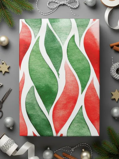 Red and Green Seamless Abstract Pattern Christmas Watercolor Digital - Moore and Mountain