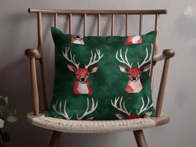 Red and Green Seamless Christmas Reindeer Watercolor Seamless Pattern - Moore and Mountain