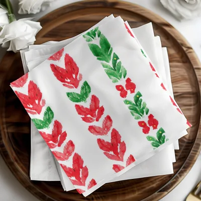 Red and Green Seamless Pattern Christmas Watercolor Digital - Moore and Mountain