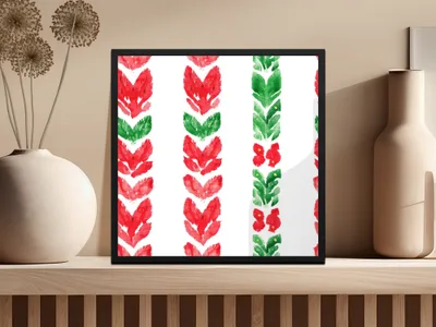 Red and Green Seamless Pattern Christmas Watercolor Digital - Moore and Mountain