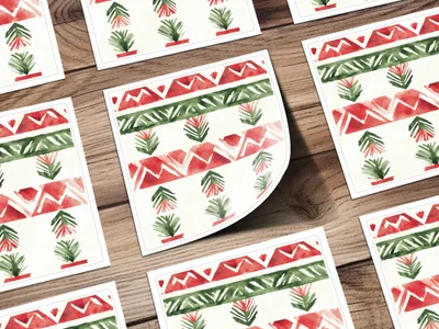 red and green seamless pattern christmas watercolor Digital - Moore and Mountain