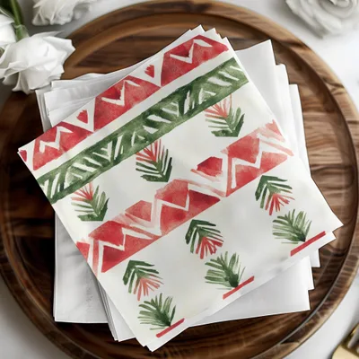 red and green seamless pattern christmas watercolor Digital - Moore and Mountain