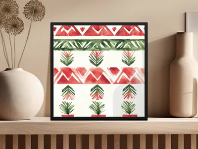 red and green seamless pattern christmas watercolor Digital - Moore and Mountain
