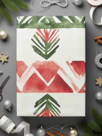 red and green seamless pattern christmas watercolor Digital - Moore and Mountain