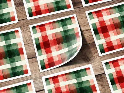 Red and Green Seamless Pattern Christmas Watercolor Digital - Moore and Mountain