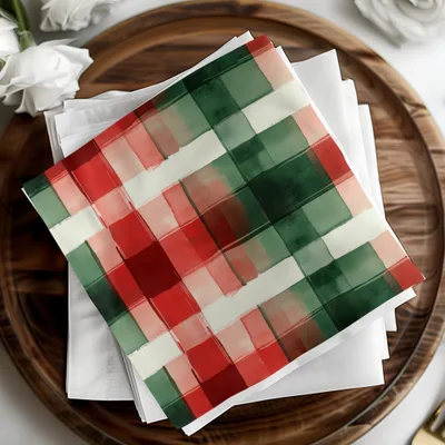 Red and Green Seamless Pattern Christmas Watercolor Digital - Moore and Mountain