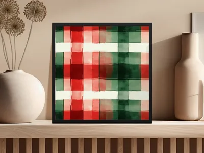 Red and Green Seamless Pattern Christmas Watercolor Digital - Moore and Mountain