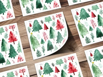 Red and Green Seamless Pattern Christmas Watercolor Digital - Moore and Mountain