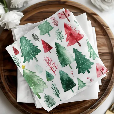 Red and Green Seamless Pattern Christmas Watercolor Digital - Moore and Mountain
