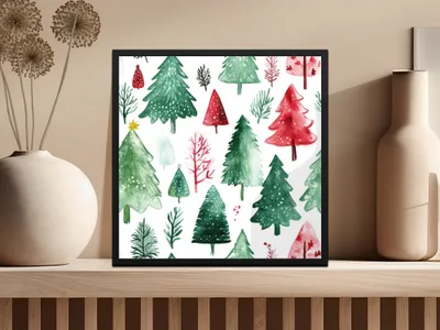 Red and Green Seamless Pattern Christmas Watercolor Digital - Moore and Mountain