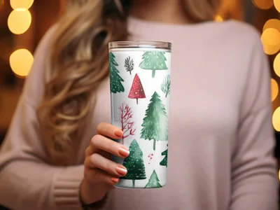 Red and Green Seamless Pattern Christmas Watercolor Digital - Moore and Mountain