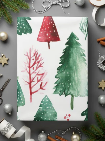 Red and Green Seamless Pattern Christmas Watercolor Digital - Moore and Mountain