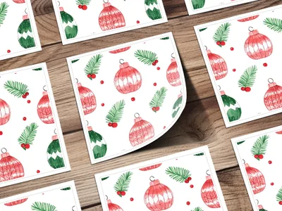 Red and Green Seamless Pattern Christmas Watercolor Digital - Moore and Mountain