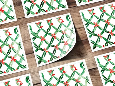 Red and Green Seamless Pattern Christmas Watercolor Digital - Moore and Mountain