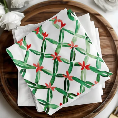 Red and Green Seamless Pattern Christmas Watercolor Digital - Moore and Mountain