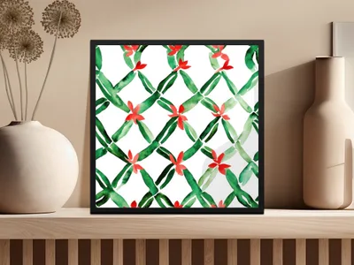 Red and Green Seamless Pattern Christmas Watercolor Digital - Moore and Mountain