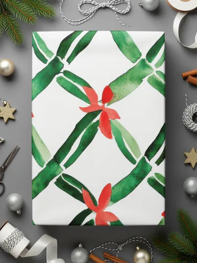 Red and Green Seamless Pattern Christmas Watercolor Digital - Moore and Mountain