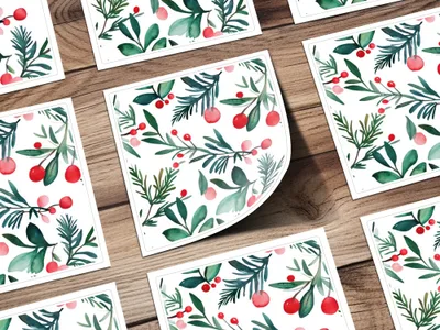 Red and Green Seamless Pattern Christmas Watercolor Digital - Moore and Mountain